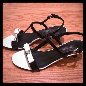 Brighton T-strap Heel with Bow Accent.